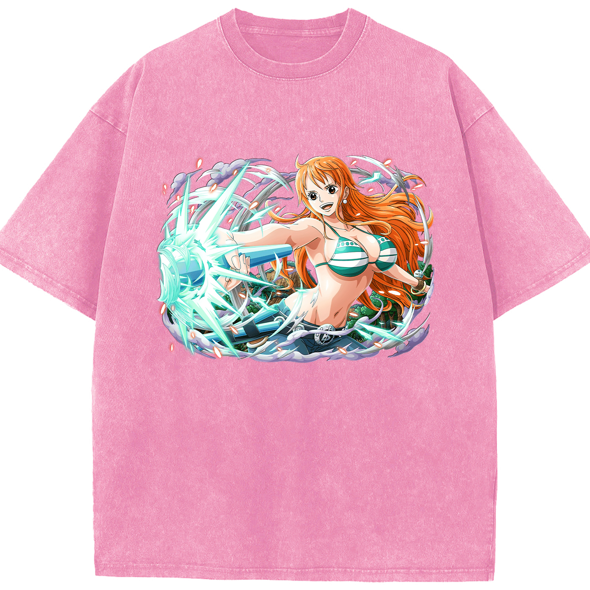 ワンピース ナミ ONE PIECE Nami 綿100% ヴィンテージ風 半袖Tシャツ（フロントプリント）